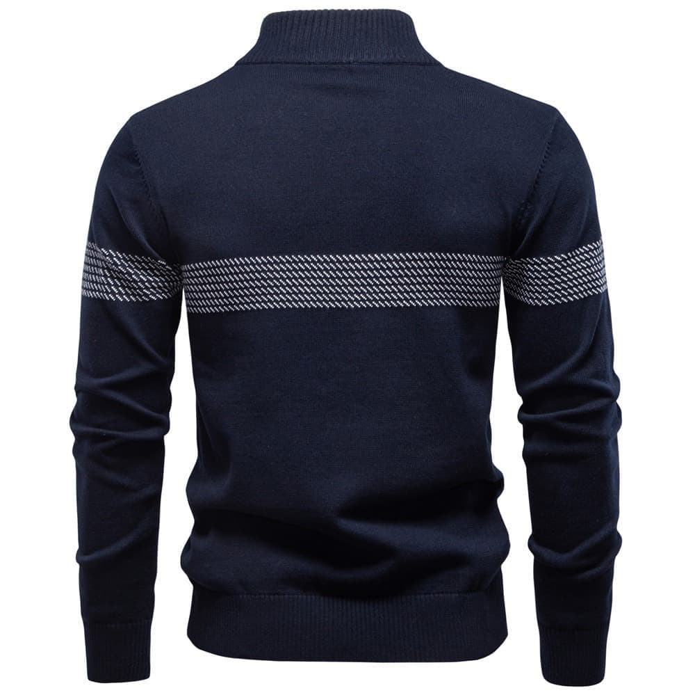 Men’s Half-Zip Striped Knit Sweater