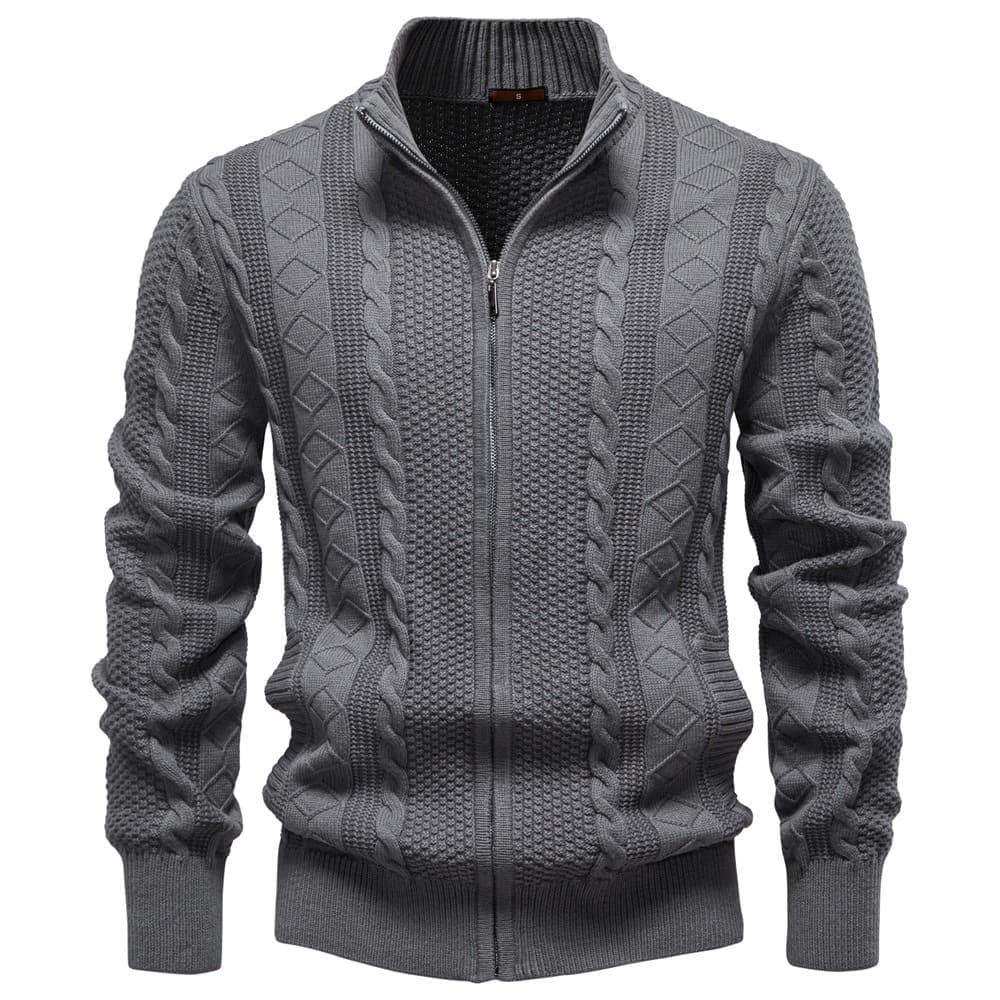 Men’s Classic Cable Knit Full-Zip Cardigan Sweater