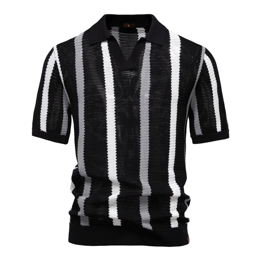 Striped Resort Polo Knit Shirt
