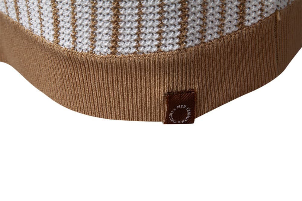 Men’s Striped Knit Button Polo Shirt