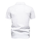Men’s Textured Striped Zip Polo Shirt