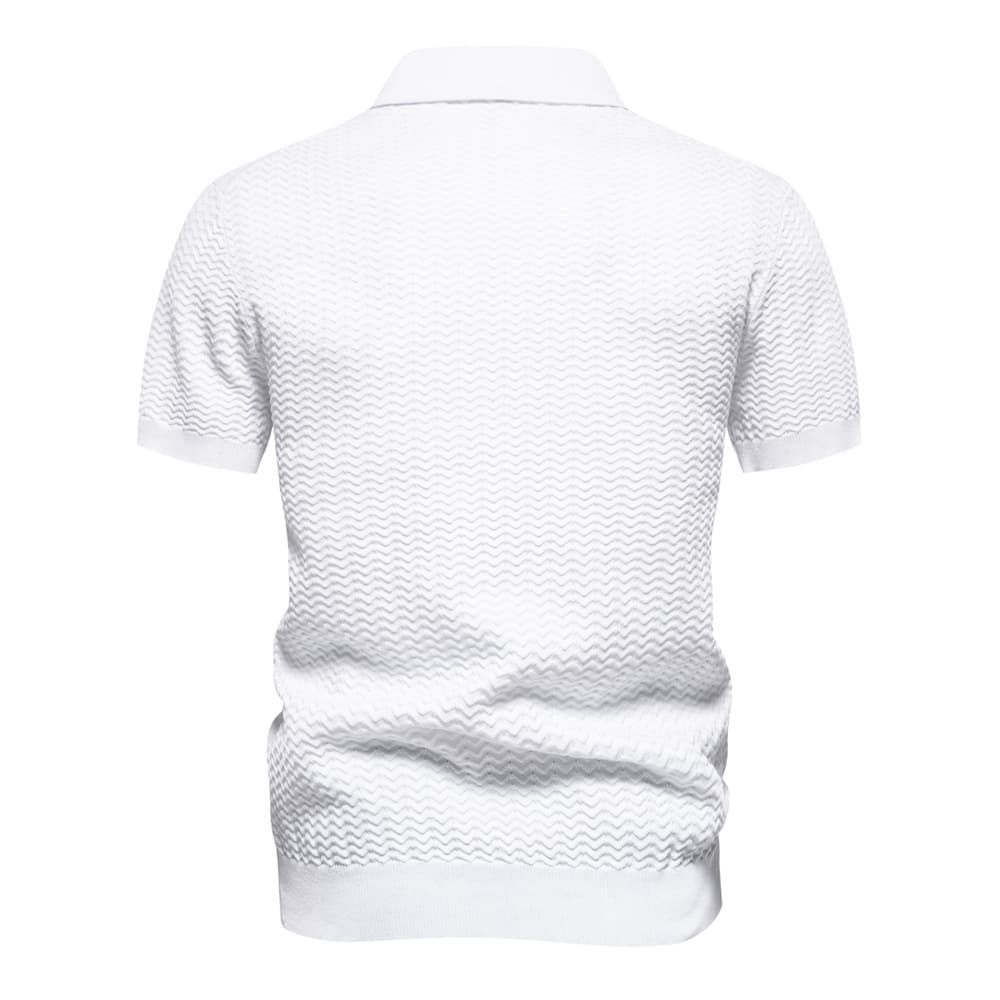 Men’s Textured Striped Zip Polo Shirt