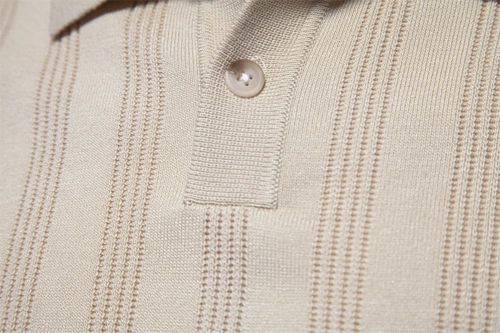 Men’s Striped Textured Knit Polo Shirt