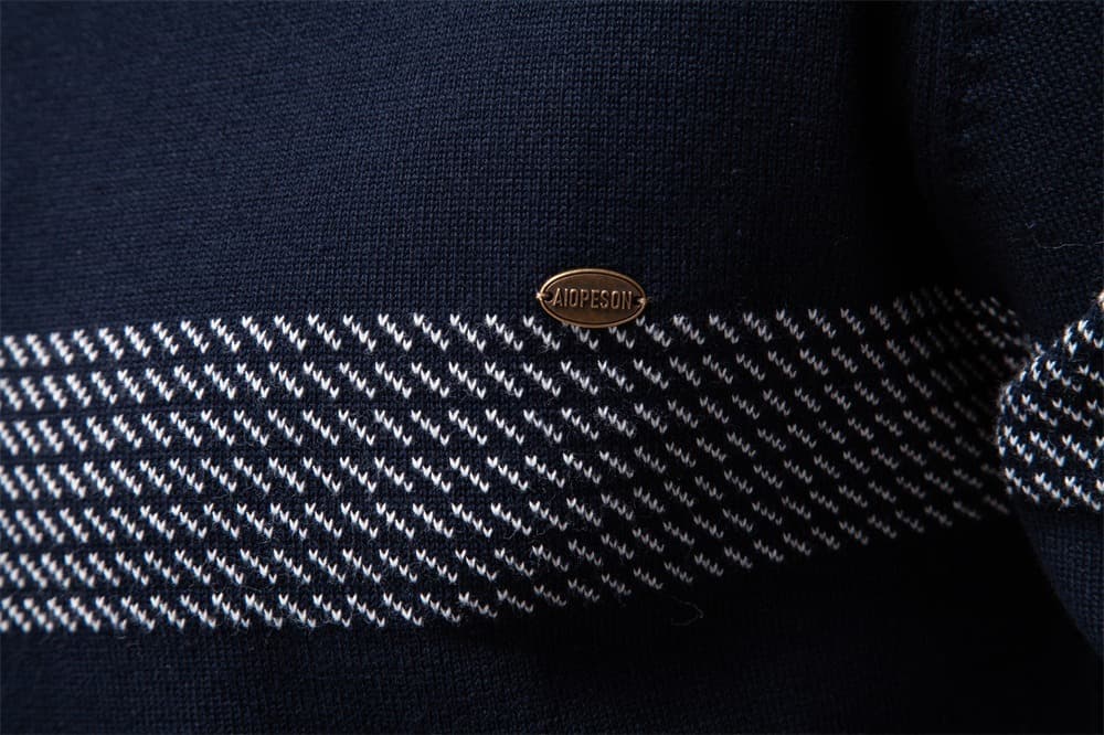 Men’s Half-Zip Striped Knit Sweater