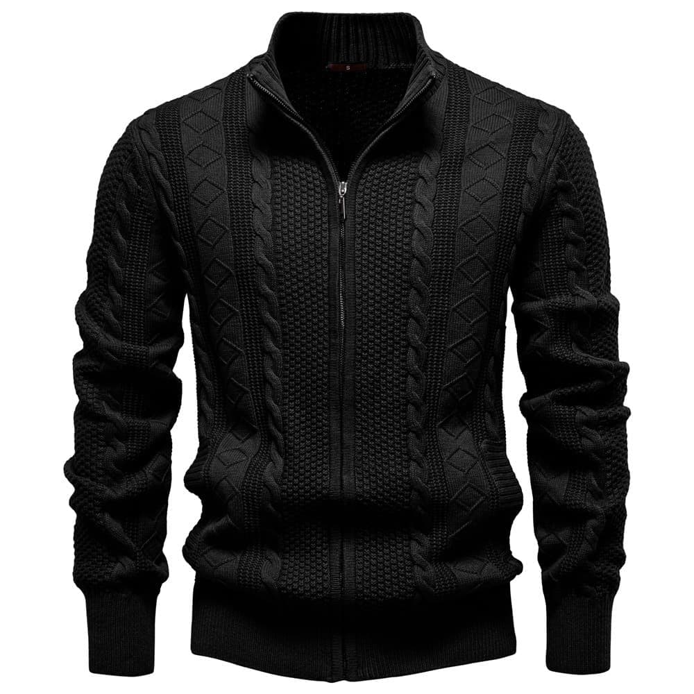 Men’s Classic Cable Knit Full-Zip Cardigan Sweater