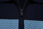 Men’s Textured Striped Zip Polo Shirt