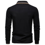 Long Sleeve Polo Shirt with Stripe Collar