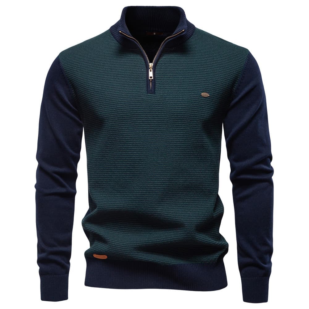 Men's Half-Zip Collar Cotton Sweater