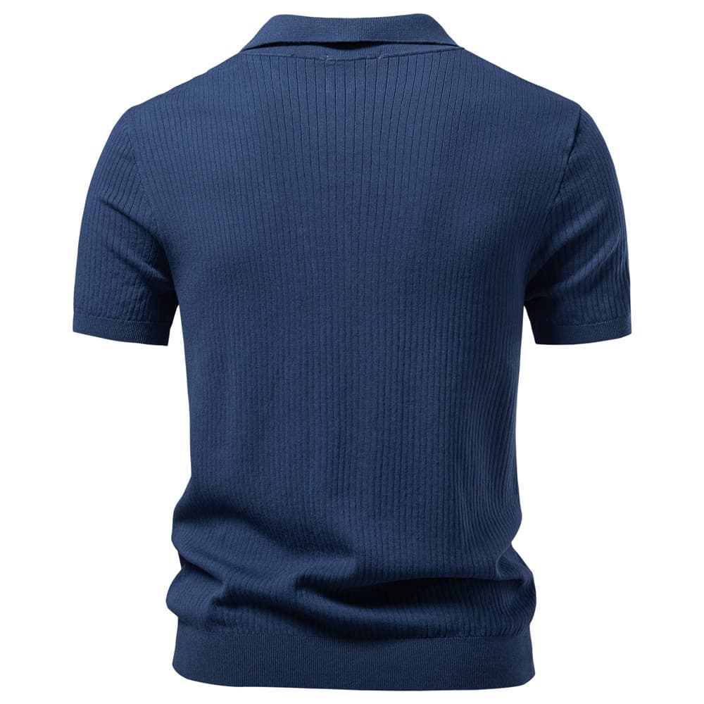 Men’s Classic Ribbed Knit Polo Shirt