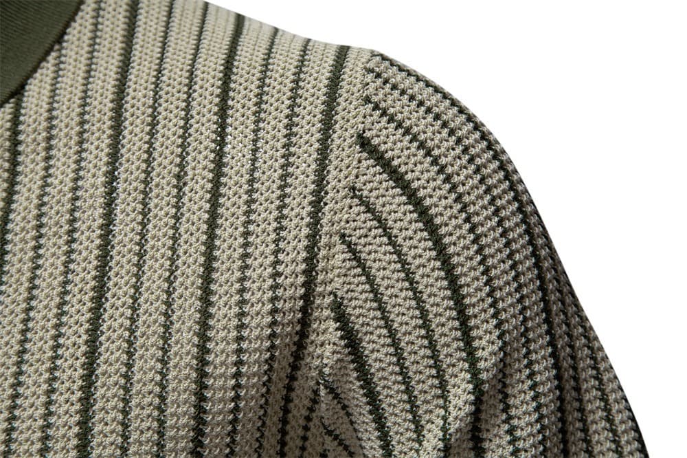 Men’s Striped Knit Button Polo Shirt