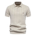 Men’s Striped Textured Knit Polo Shirt