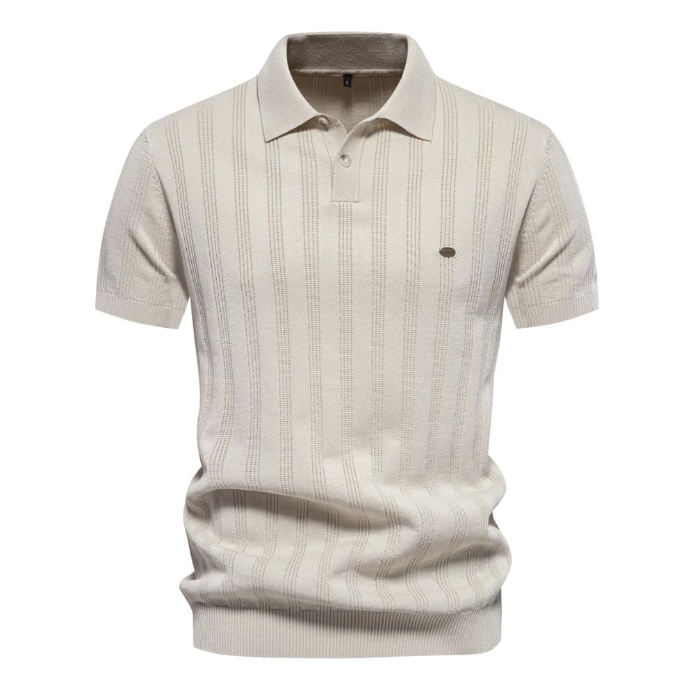 Men’s Striped Textured Knit Polo Shirt