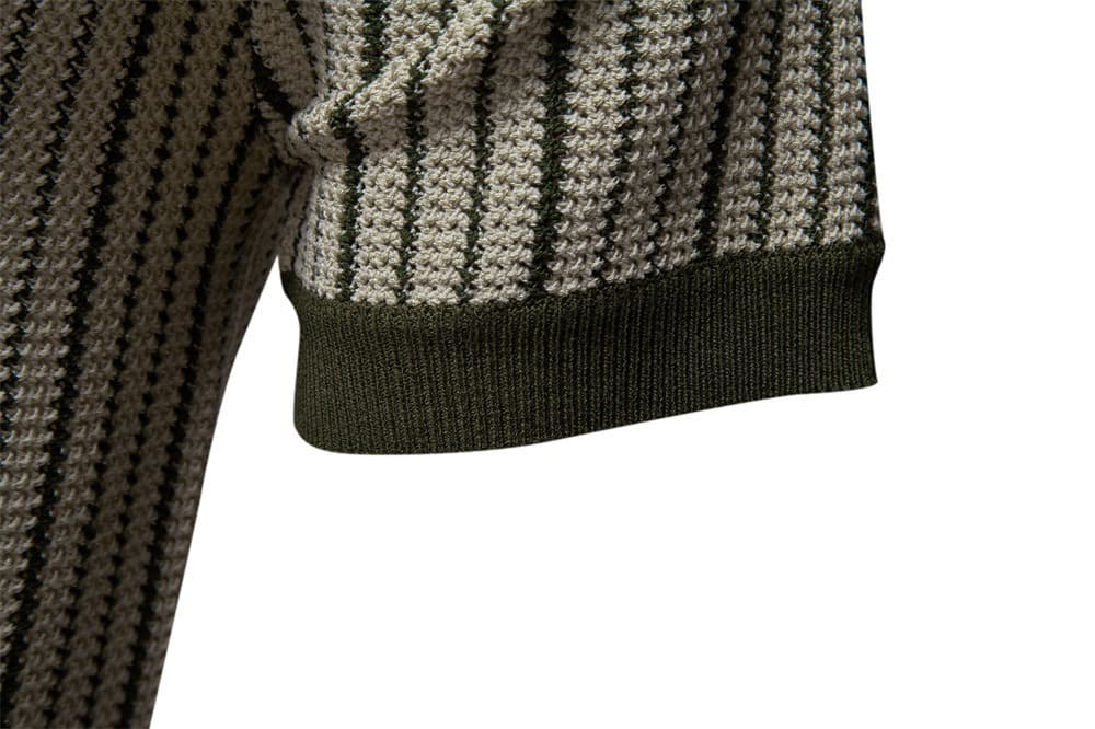 Men’s Striped Knit Button Polo Shirt