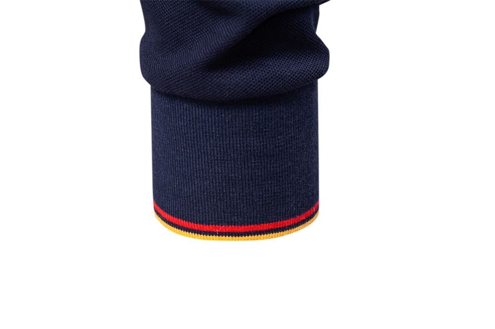 Long Sleeve Polo Shirt with Stripe Collar