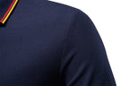 Long Sleeve Polo Shirt with Stripe Collar