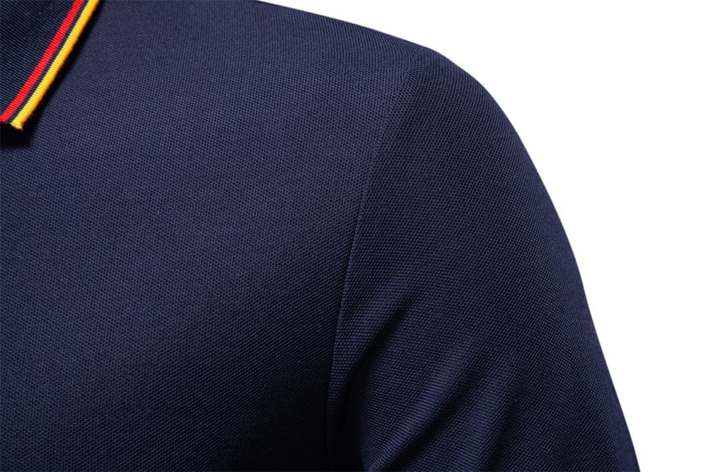 Long Sleeve Polo Shirt with Stripe Collar