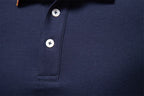 Long Sleeve Polo Shirt with Stripe Collar