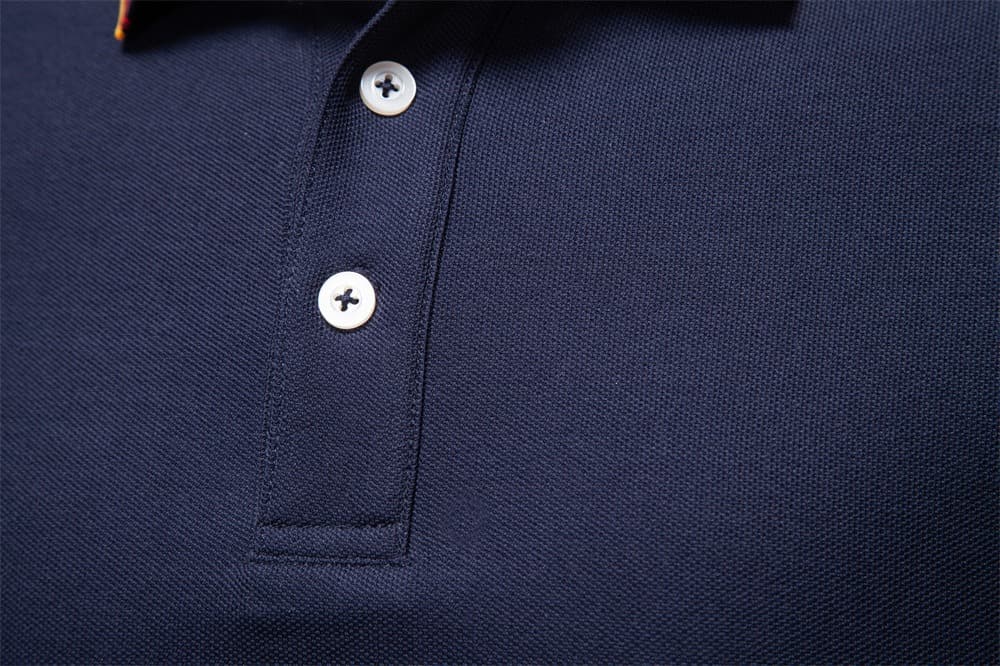 Long Sleeve Polo Shirt with Stripe Collar