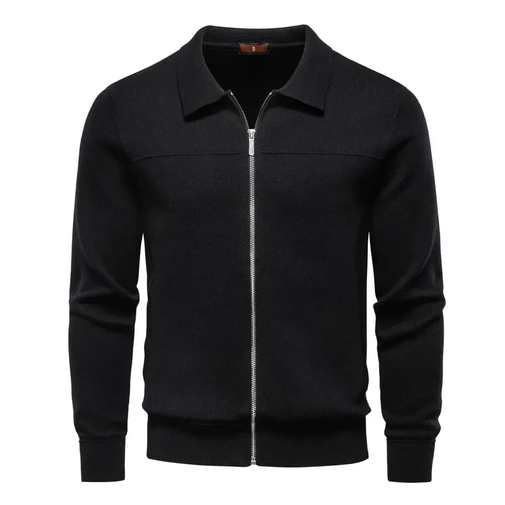 Men’s Full-Zip Collared Knit Cardigan