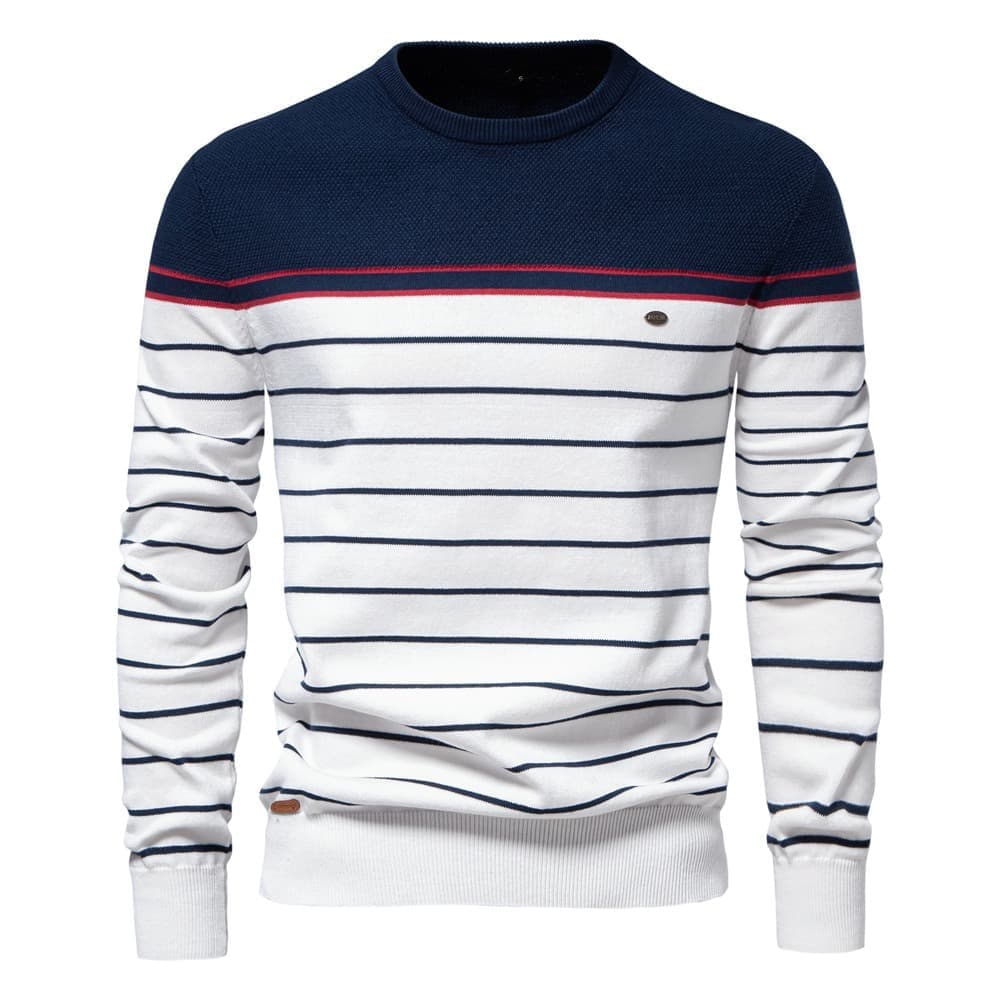 Classic Striped Crew Neck Knit Sweater