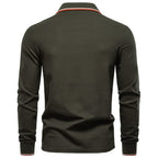 Long Sleeve Polo Shirt with Stripe Collar