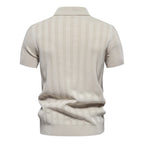 Men’s Striped Textured Knit Polo Shirt