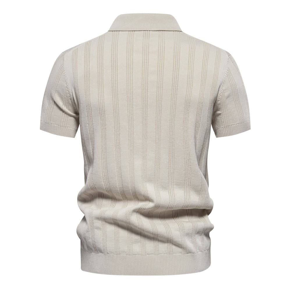 Men’s Striped Textured Knit Polo Shirt