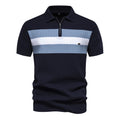 Men’s Textured Striped Zip Polo Shirt