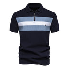 Men’s Textured Striped Zip Polo Shirt