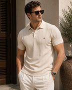 Men’s Striped Textured Knit Polo Shirt