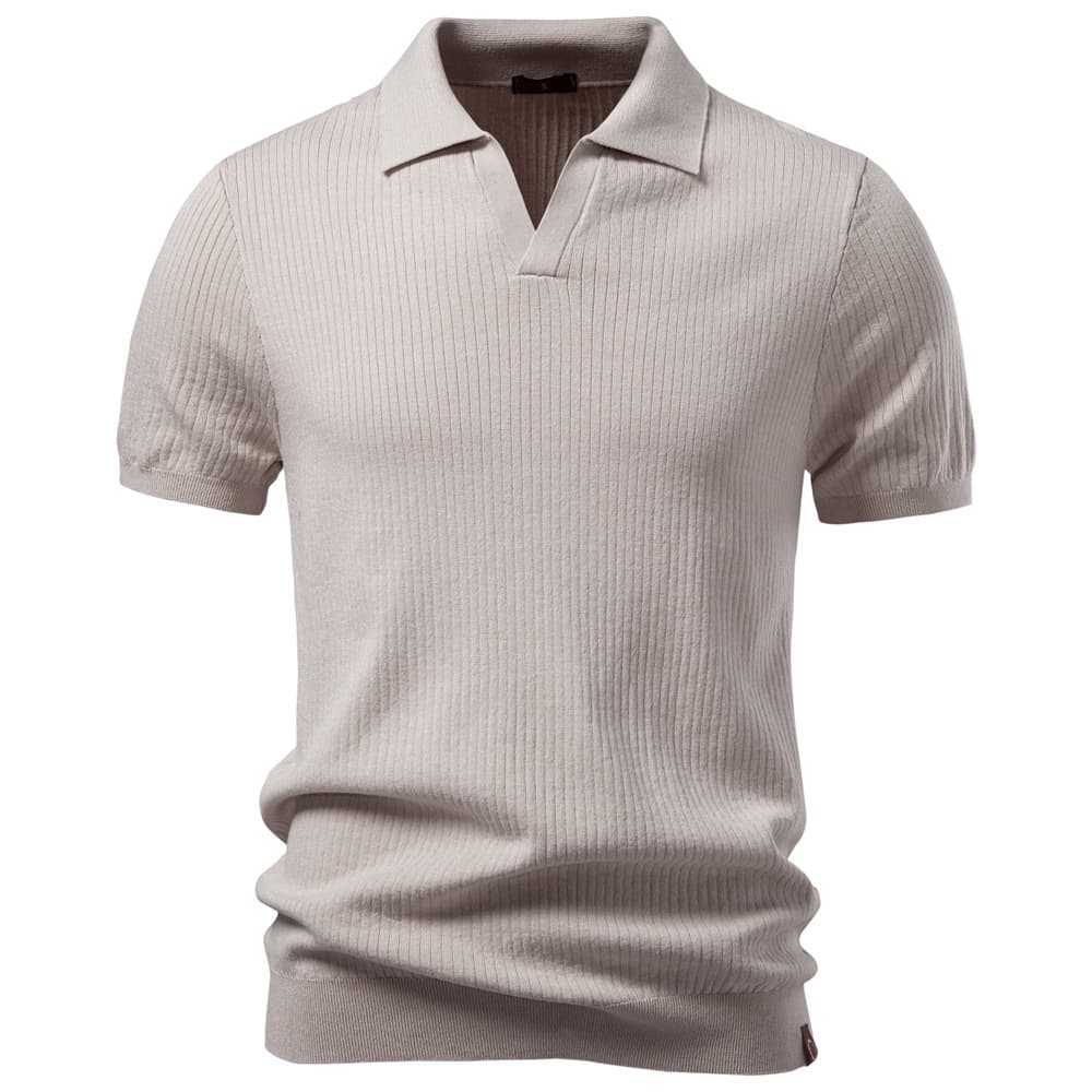 Men’s Classic Ribbed Knit Polo Shirt