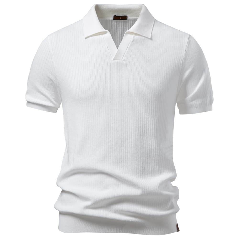 Men’s Classic Ribbed Knit Polo Shirt