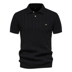 Men’s Striped Textured Knit Polo Shirt