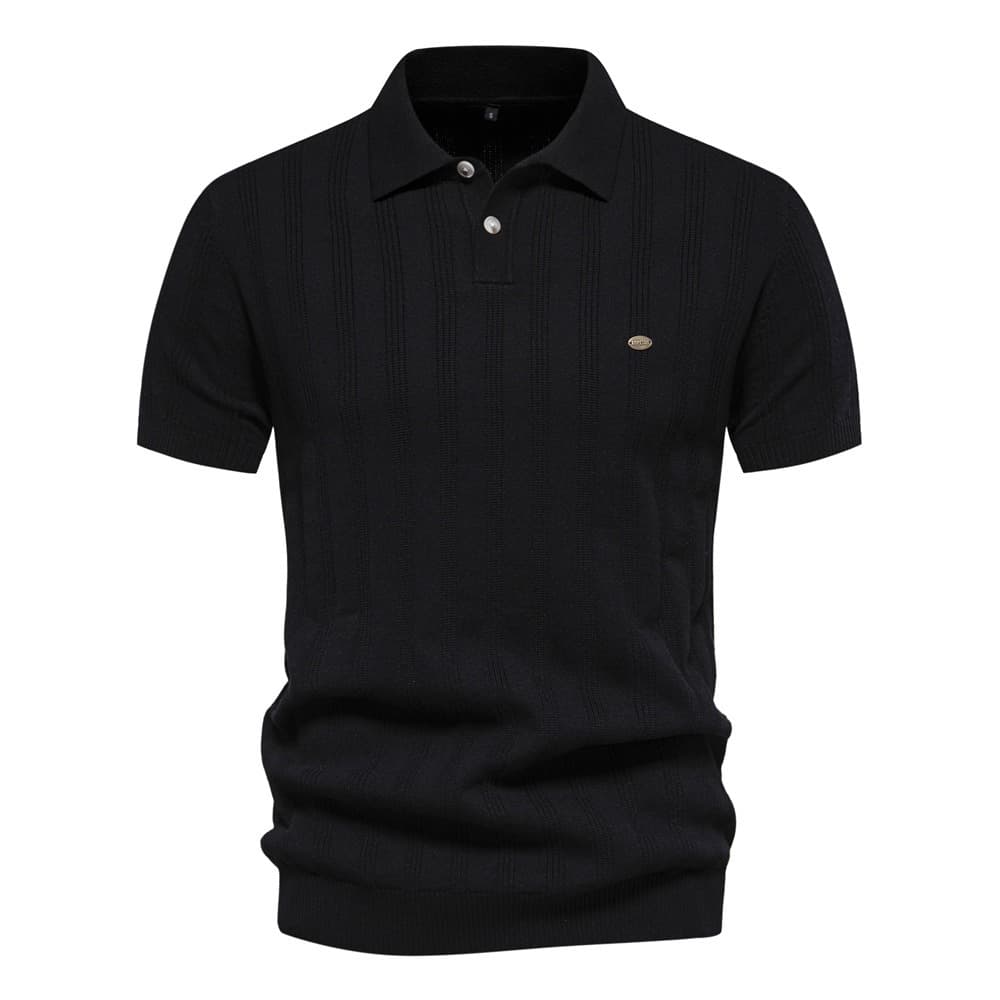 Men’s Striped Textured Knit Polo Shirt