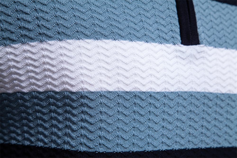 Men’s Textured Striped Zip Polo Shirt