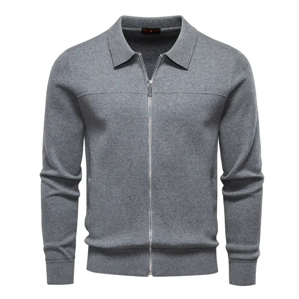Men’s Full-Zip Collared Knit Cardigan