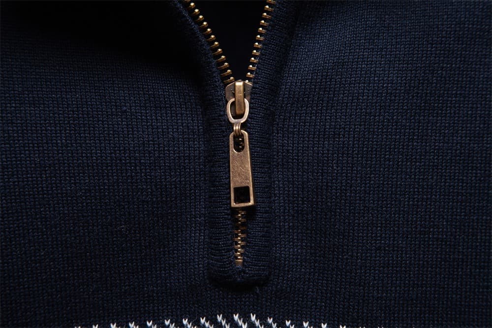 Men’s Half-Zip Striped Knit Sweater