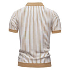Men’s Striped Knit Button Polo Shirt