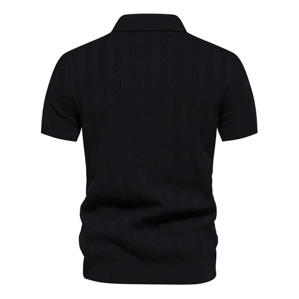 Men’s Striped Textured Knit Polo Shirt