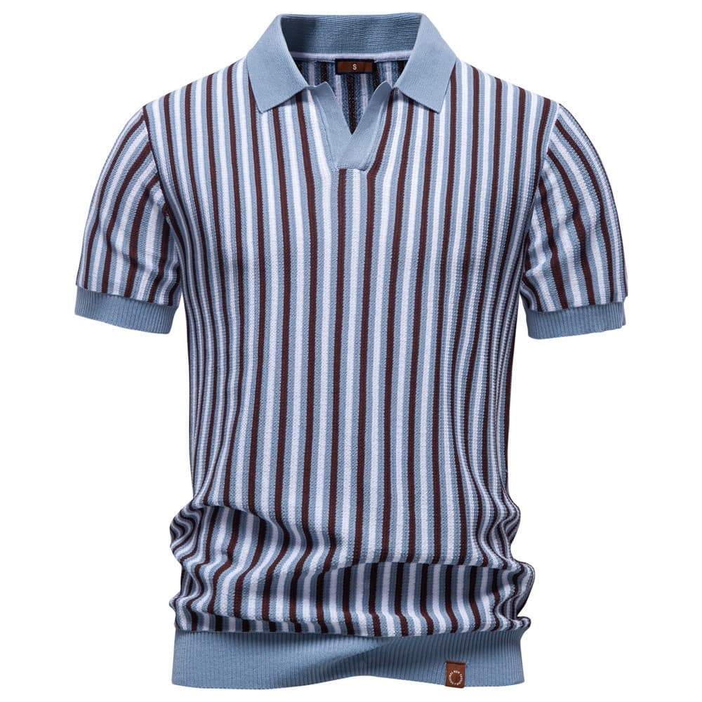 Men’s Vintage Stripe Knit Polo Shirt