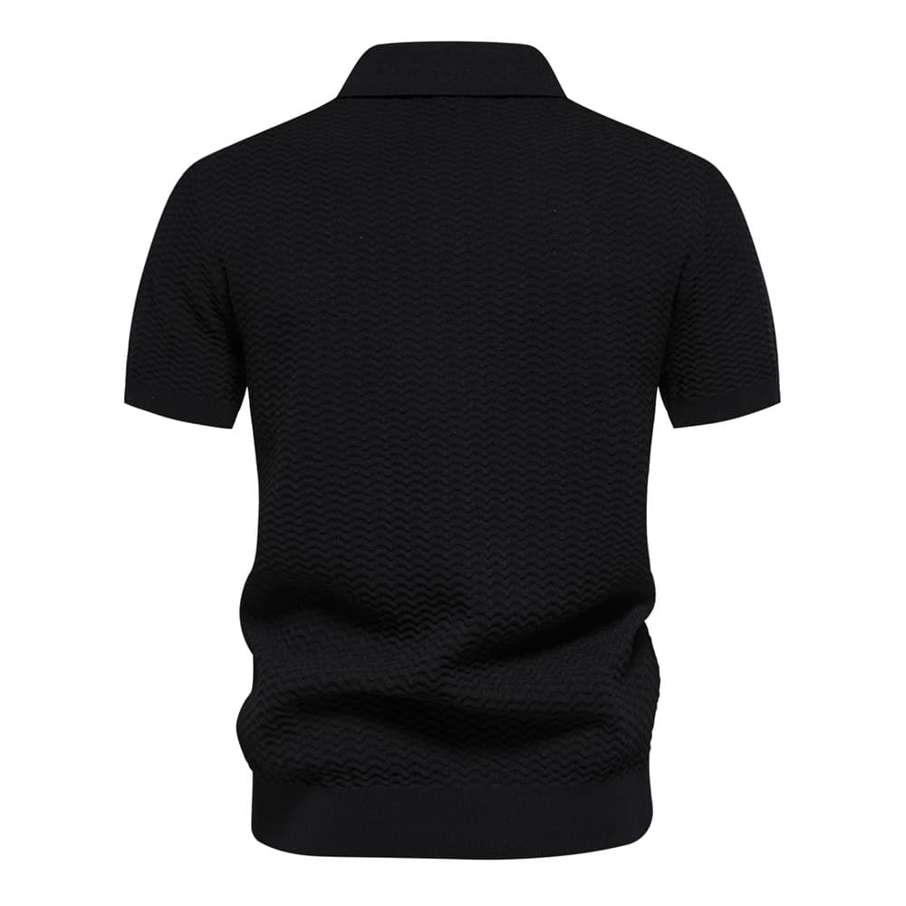 Men’s Textured Striped Zip Polo Shirt
