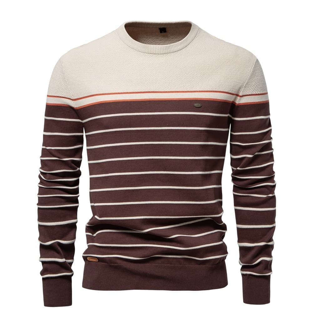 Classic Striped Crew Neck Knit Sweater