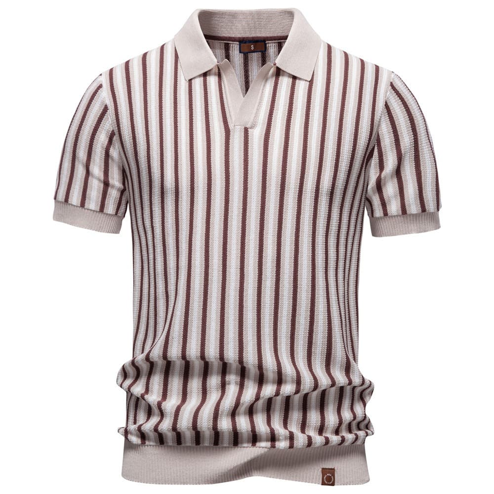 Men’s Vintage Stripe Knit Polo Shirt