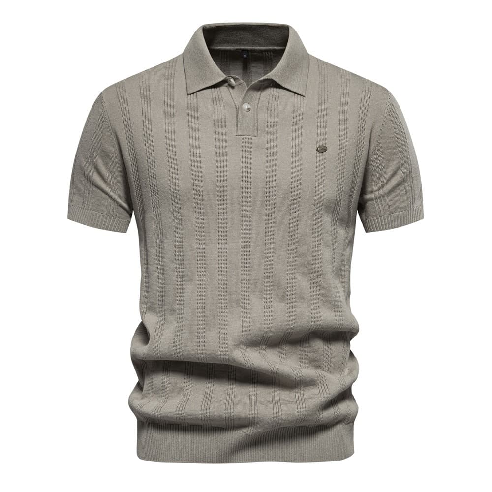 Men’s Striped Textured Knit Polo Shirt