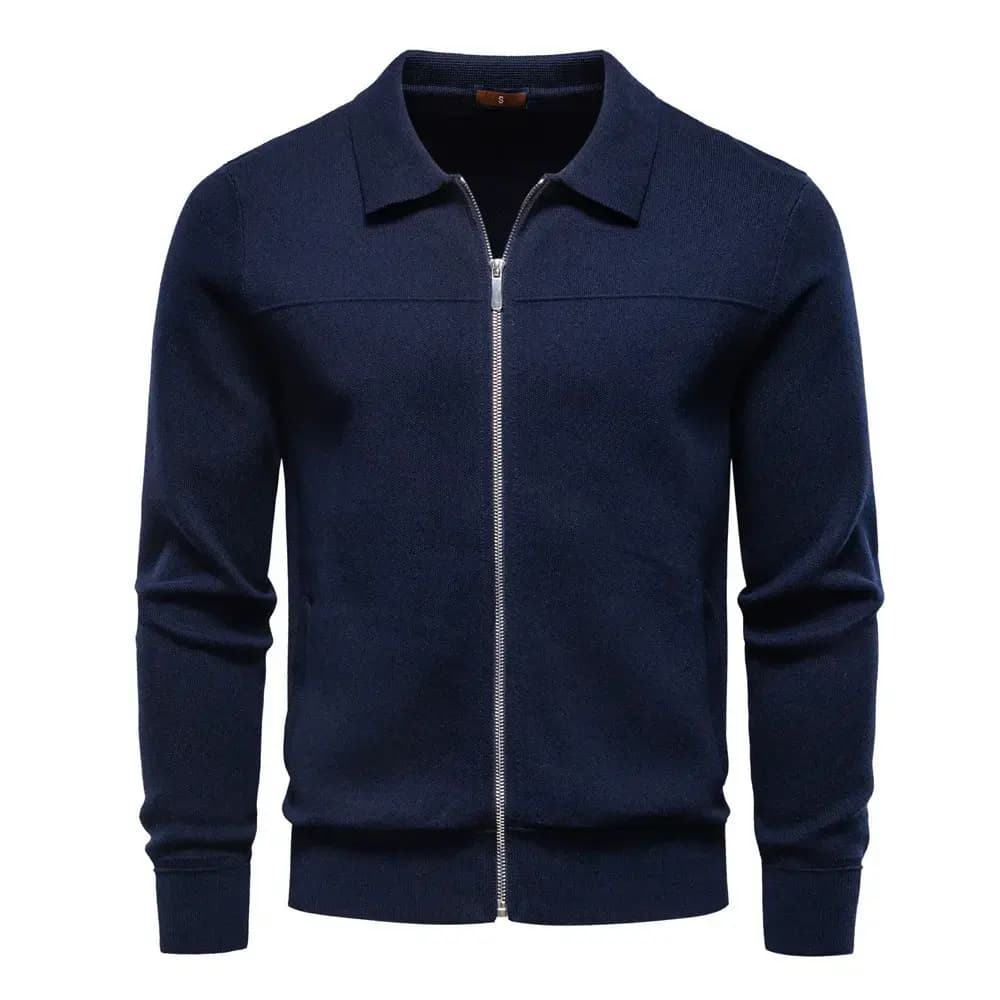 Men’s Full-Zip Collared Knit Cardigan