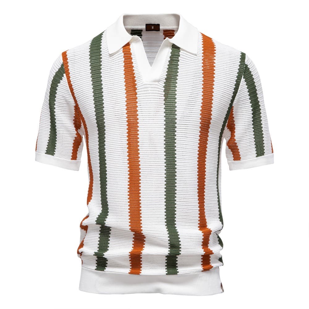 Striped Resort Polo Knit Shirt