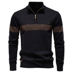 Men’s Half-Zip Striped Knit Sweater