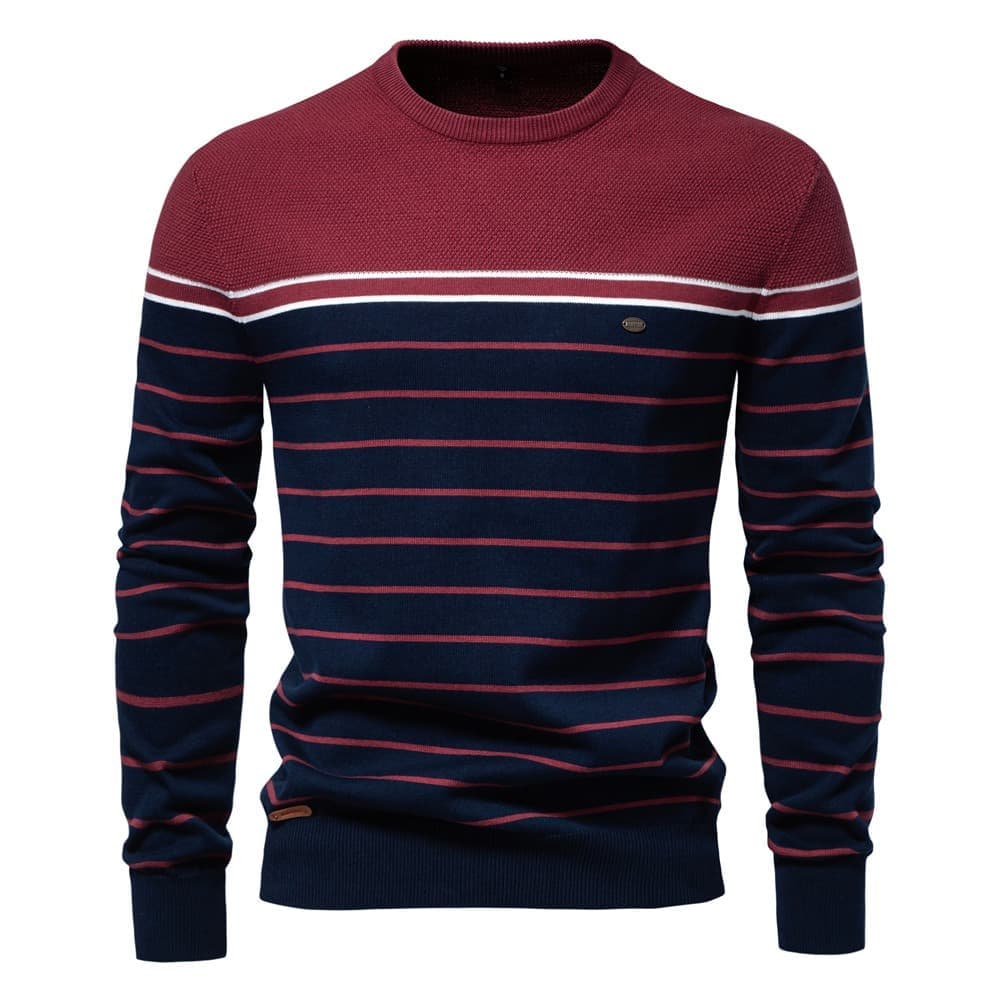 Classic Striped Crew Neck Knit Sweater