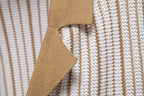 Men’s Striped Knit Button Polo Shirt