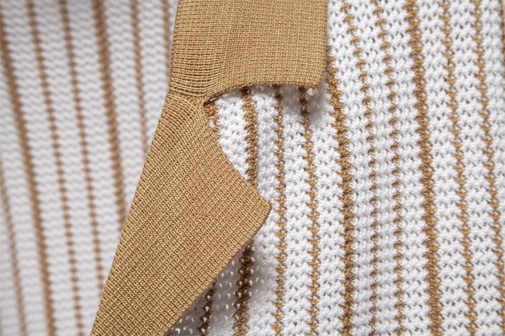 Men’s Striped Knit Button Polo Shirt